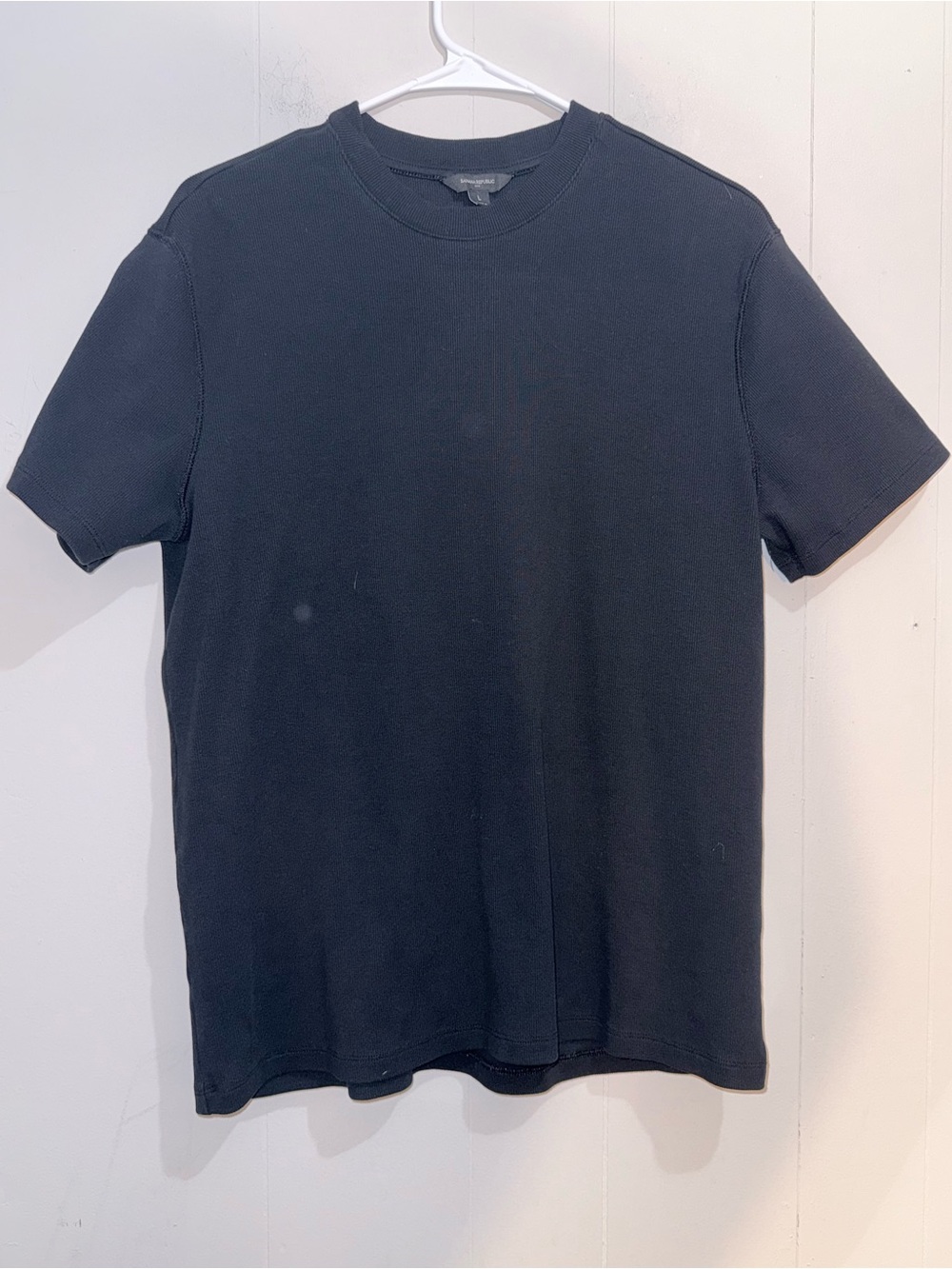 Banana Republic Mini Ribbed Short Sleeve Crewneck Shirt Black Size L EUC